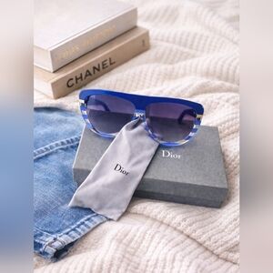 Dior Blue Sunglasses with Gold Accents